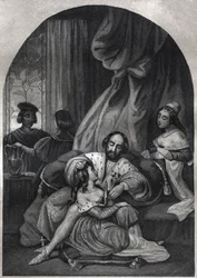 Paul III (Pope from 1534 to 1549) and his family - Engraving from 1842 in 
