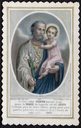 Pious image: Jesus as a child in the arms of Joseph