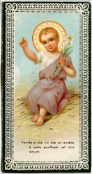 Pious image: Jesus holding a lily