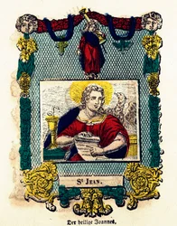 Pious image: Saint John. Engraving of the 19th century