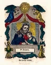 Pious Image: Saint Joseph. Engraving of the 19th century