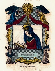 Pious image: Saint Mathilde - 19th century engraving - Private collection