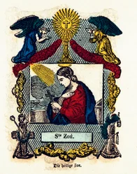 Pious image: Saint Zoe. Engraving of the 19th century. Private collection