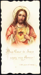 Pious image: Sweet heart of Jesus be my love. Chromolithography of the beginning of the 20th century Private Collection