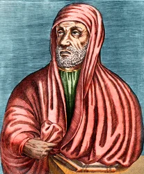 Portrait of Abu Ali al-Husain ibn Abdallah ibn Sina (Avicenna) (980-1037), Iranian physician and philosopher, Engraving, unsigned
