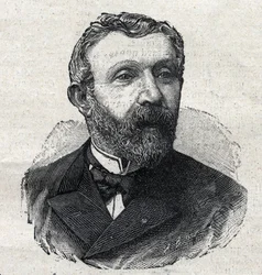 Portrait of Alfred Mezieres (1826-1915), French Literary Historian, Journalist and Politician. Engraving in 