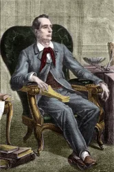 Portrait of Alphonse de Lamartine (1790-1869) - Portrait of Alphonse de Lamartine (1791-1869), French writer and politician - Engraving in Histoire des Girondins by Alphonse de Lamartine (1790-1869) 1865-1866 - Private collection