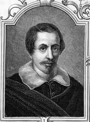 Portrait of Daniele Crespi, Italian painter. Engraving of 1859 in 