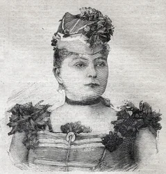 Portrait of Eugenie Weiss, known as Jenny Baroness von Rahden, a member of a Brazilian circus troupe and author of the book “The Novel of the Horsewoman”, killed by her husband. Engraving in “Le Petit Parisien” of 3/09/1893.
