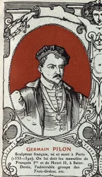 Portrait of Germain Pilon, French sculptor. Engraving from 1914. Private collection.