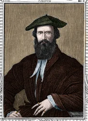 Portrait of Girolamo Francesco Maria Mazzola called Parmigianino or The Parmesan (1503-1540) Italian painter. Engraving of 1859 in 