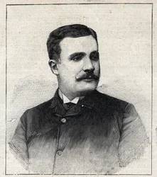 Portrait of Pierre Decourcelle, French writer (1856-1926). Engraving in 