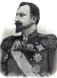 Portrait of Prince Ferdinand I (1861-1948) of Bulgaria. Engraving in 