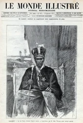 Portrait of Tofa I, King of Dahomey to Porto Novo. Engraving in 