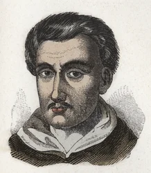 Portrait of Tommaso Campanella (1568-1639), Dominican monk and philosopher. Engraving. Private collection