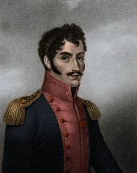 Portrait of Venezuelan politician and military Simon Bolivar (1783-1830), president of Colombia and Peru