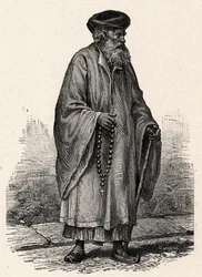 Portrait of a Catholic Coptic from Zifte in Egypt. Engraving in Les Missions Catholiques au XIXeme Siecle by Louis-Eugene Louvet. Private collection.