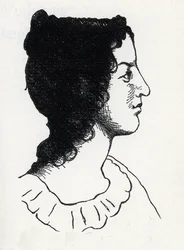 Portrait of British writer Emily Bronte (1818-1848) (engraving from 