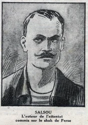 Portrait of the anarchist Francois Salsou who carried out the attack on the Shah of Persia Muzaffar ad Din, in Paris on August 2