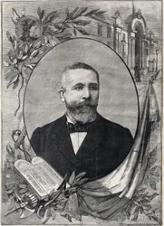 Portrait of the new French president Emile Loubet elected on 18 February 1899. Engraving. In 