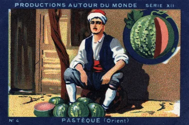 Productions around the world: Watermelon in the Orient. Chromolithography of 1933 in Joseph-Milliat Album.