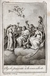 Psyche presented to the Celestial Court. Engraving from 1819 in 