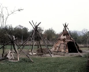 Reconstruction of a Gallic village tent, Archeodrome of Burgundy