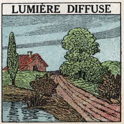 Reflection of light: diffused light is the light that illuminates bodies. Anonymous illustration from 1925. Private collection.