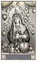 Representation of the Virgin of Pain, Mater Dolorosa - Early 20th century pious image - Private collection