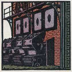 Steam generators: boiler battery. Anonymous illustration from 1925. Private collection.