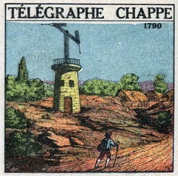 Telegraph: telegraph by Claude Chappe (1765-1805) in 1790. Anonymous illustration from 1925. Private collection.