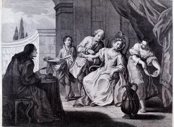The Bloodletting, medical technique (engraving)