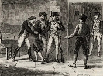 The Dukes of Montpensier and Beaujolais at Fort Saint-Jean in 1793 - Engraving in 