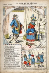 The Monkey and the Leopard. Illustration for Les Fables by Jean de La Fontaine