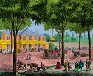 The Turkish cafe on the Boulevard du Temple in Paris, 1780 - Engraving - Private collection