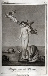 The birth of Venus. Engraving from 1819 in 