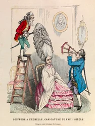 The Hairstyle at the Scale, Caricature of the 18th Century - Private Collection