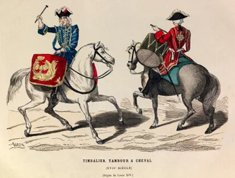 Timbalier and drum riding under King Louis XIV in the 17th century