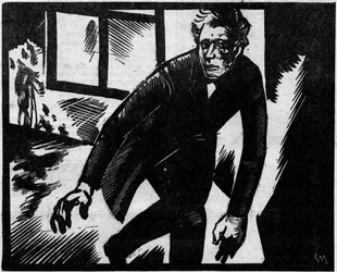 Troppmann case, or the Pantin massacre: Jean-Baptiste Troppmann (1849-1870), a mechanic, was convicted of the murder of eight members of a family in 1869. He is depicted here fleeing the crime scene. Illustration from “Le Petit Journal”