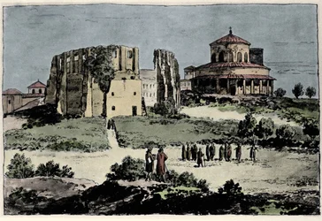 View of the Church of Santa Costanza, mausoleum of Emperor Constantine built in the 4th century near the Basilica of St. Agnes in Rome