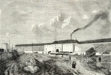 View of the cellular arrest house known as prison Mazas Boulevard Diderot in Paris in the 19th century, Engraving