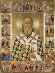 Saint Ignatius Brianchaninov with scenes from his life, 20th century