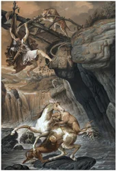 A Greek Warrior Attacked by a Leopard