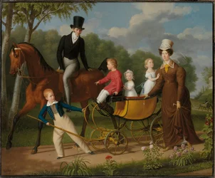 Portrait of a Gentleman, Said to be the Russian Architect Voronikhin in the Grounds of the Pavlovsk Palace, with His Wife and Children