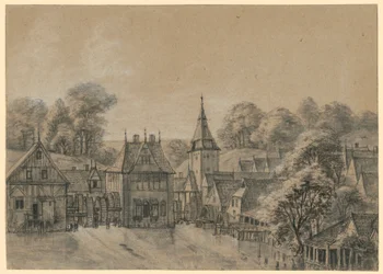 Millworks and Village by a Pond
