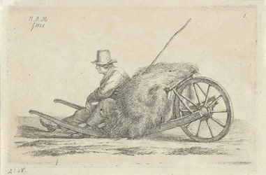 Seated Man by a Wheelbarrow with Hay