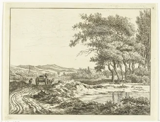 Cart on a Country Road Near the Dunes