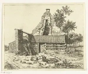 Reed Cutter in Front of the Ruins of the House Snaatburg in Maarssen