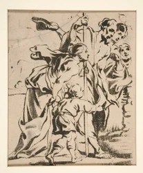 Figure Group (possibly the left part of an Adoration)