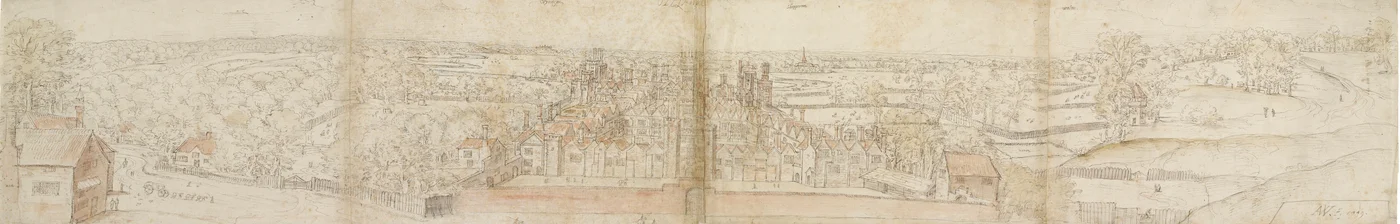 Oatlands Palace from the South, Verso: Richmond Palace and Roofs of Oatlands
